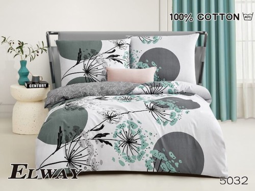pościel satynowa bawełna 160x200 w dmuchawce i koła na białym tle Elway 5032