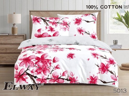 pościel w śliczne kwiaty wiśni  na białym tle w rozmiarze 160x200 elway 5013