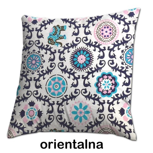 poszewka bawełniana 40x40 wzór granatowy orientalny