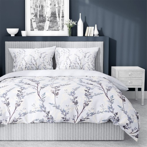 Pościel satynowa 160x200 popielata - wzór - 5475B