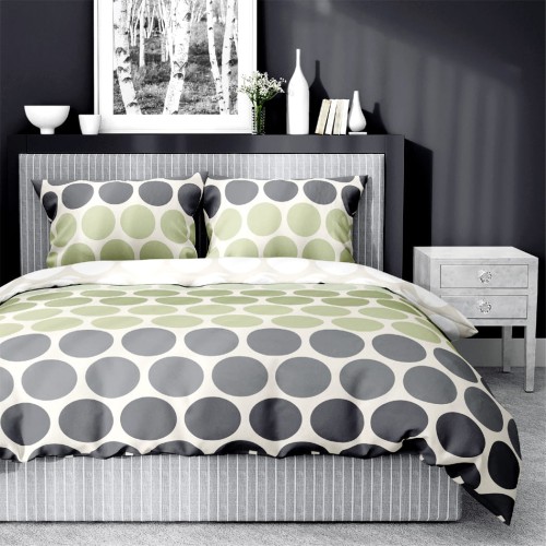 Pościel satynowa w koła 160x200 - Detexpol -5474B