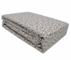 złożona pościel z kory 160x200 drobne kwiaty, kremowe tło, bordowe, brązowe, błękitne, komplet z dwiema poszewkami 70x80, bawełna gofrowana, wzór sielski.