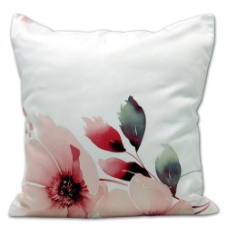 Poszewka z satyny bawełnianej z dwustronnym wzorem w różowe, akwarelowe kwiaty. - 5081A