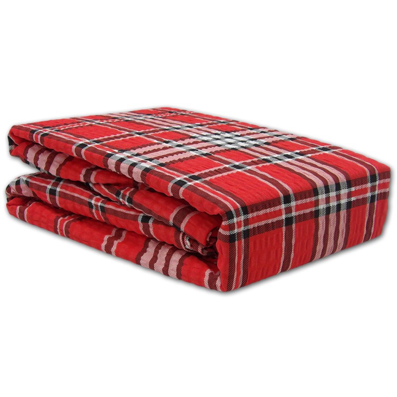Pościel Kora 160x200 Krata Szkocka Tartan Czerwono-Popielata 100% Bawełna 70x80 - wzór 983
