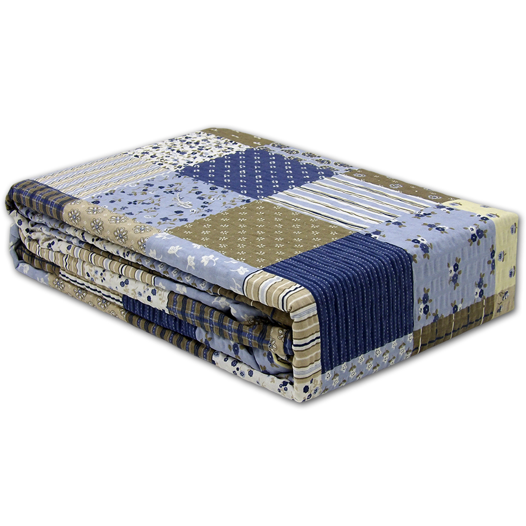 Pościel z Kory 160x200 Patchwork Niebiesko-Brązowy Bawełniana Polski Producent wzór 1597