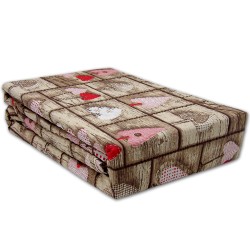 pościel z kory 160x200 - wzór w serca na beżowym patchworkowym tle  - 827