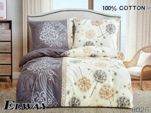 posciel-satynowa-elway-160x200-wzor-8026-mlecze-arabeska-szaro-bezowa