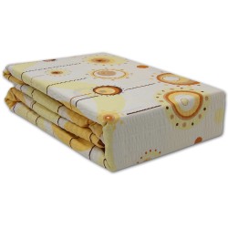 Złożona pościel z kory 160x200, beżowo-pomarańczowa, wzór kółka, 100% bawełna. 321