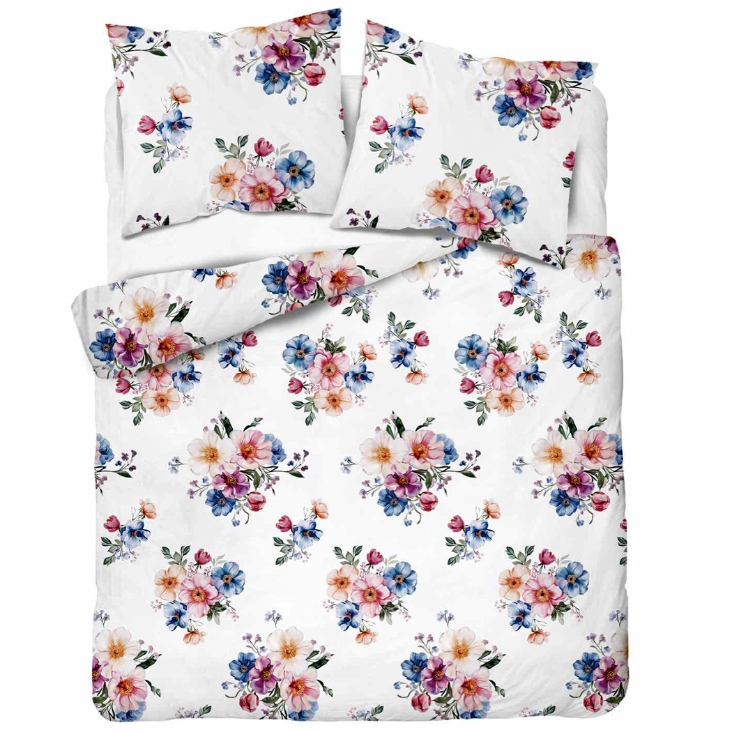 Pościel Flanelowa 160x200 w Malarskie Bukiety Kwiatów - 5629A