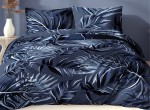 Pościel Satynowa Ganar 4882B Granatowe Liście Urban Jungle 160x200