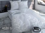 Pościel Satynowa -  Srebrzysta w Białe Konturowe Kwiaty 160x200.  4620G