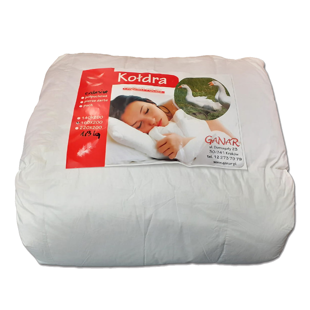 Kołdra puchowa 140X200 - 1 kg -puch extra 90% 