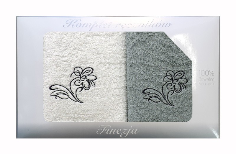 Komplet ręczników 2 elemanty - popielato biały