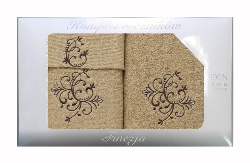 Komplet ręczników 3 elemanty - beżowe