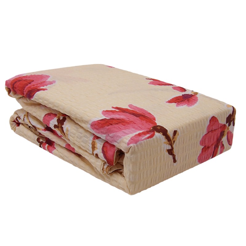 Pościel z Kory 160x200 Bawełna 100% Wzór 1040 Magnolie Różowe Kremowa