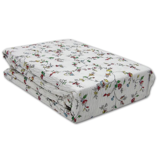 pościel kora bawełna 220x200 biała kolorowe pnącza kwiatuszki wzór 1126