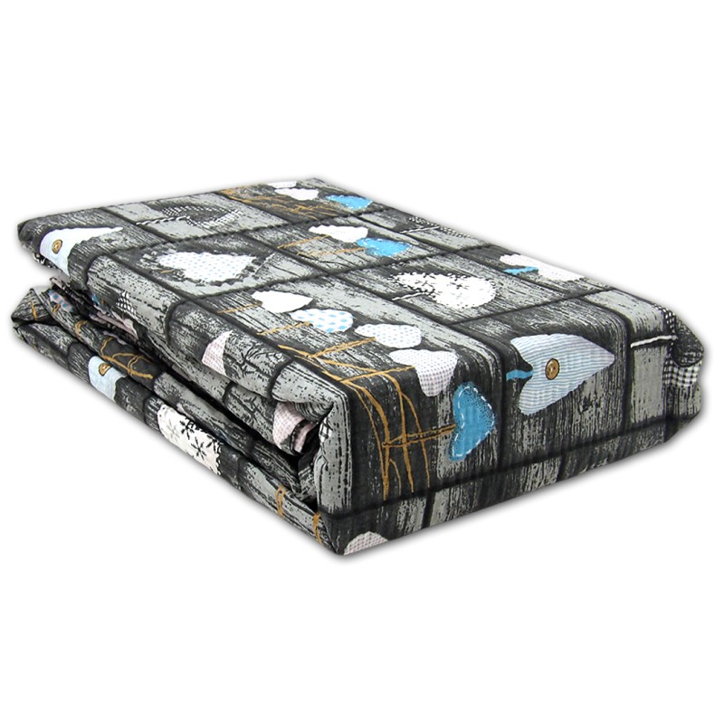 Przytulna Pościel z Kory 160x200 – Wzór 563 Szare Deski i Kolorowe Serca