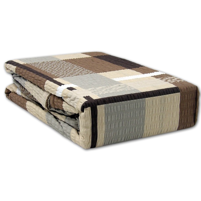 Elegancka Brązowa Pościel z Kory 160x200 – Bawełna 100% Wzór w Nowoczesną Kratę