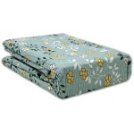 Miętowa Pościel z Kory 160x200 – Bawełna 100% Wzór w Żółte Kwiatuszki