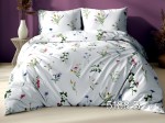 Pościel Satyna Bawełniana 160x200 - Biała w Kolorowe Polne Kwiaty -  5188B 