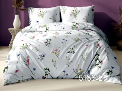 Biała pościel satyna bawełniana Ganar 160x200 ozdobiona drobnymi, kolorowymi kwiatami polnymi i ziołami - wzór 5188B