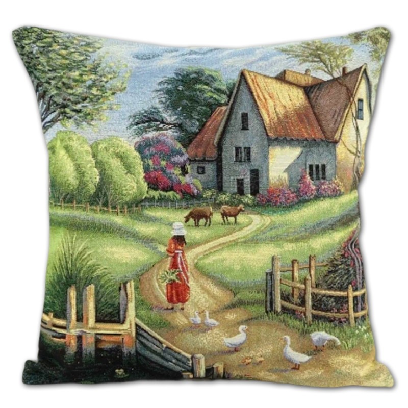 Poszewka gobelinowa - Wiejska Sielanka - 45x45