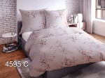 Pościel Satynowa 160x200 wzór 4595C Beżowa w Delikatne Kwiaty i Gałązki Boho.