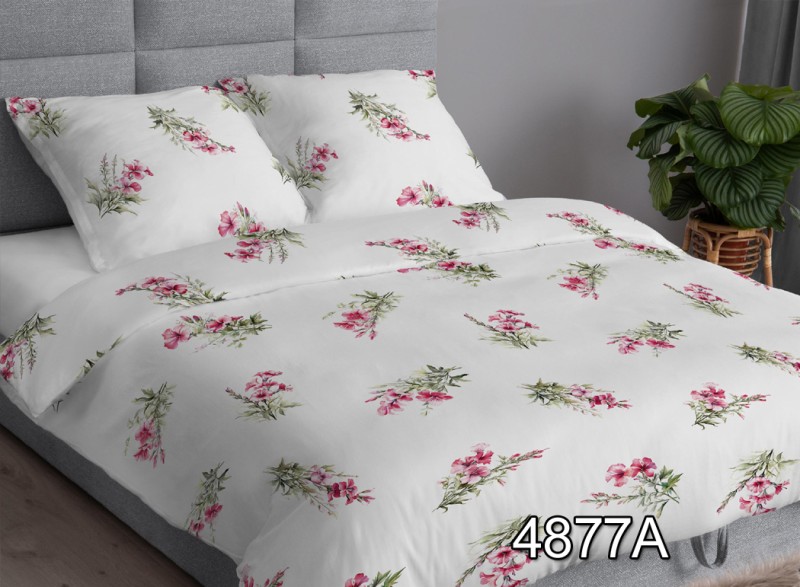 Pościel z Satyny Bawełnianej 160x200 – Polne Kwiaty na Bieli – Wzór 4877A