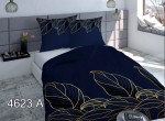 Pościel z Satyny Bawełnianej 160x200 – Granatowa ze Złotym Liściem – Wzór 4623A