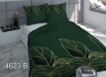 Pościel z Satyny Bawełnianej 160x200 – Butelkowa Zieleń i Złote Liście – Wzór 4623B
