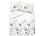 Pościel Bawełniana 220x200 Wzór 5494A – Eleganckie Lilie w Odcieniach Beżu i Antracytu