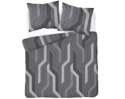 Szara pościel bawełniana 220x200 w nowoczesny geometryczny wzór przeplatających się pasów, model 5753B