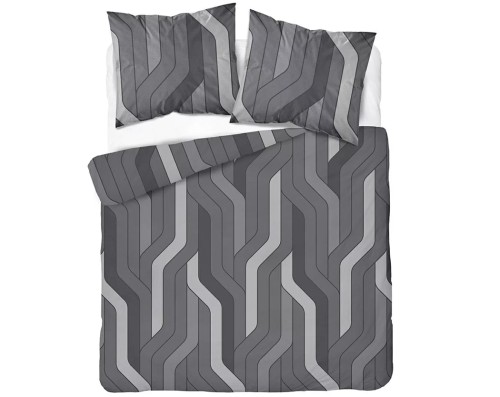 Szara pościel bawełniana 220x200 w nowoczesny geometryczny wzór przeplatających się pasów, model 5753B
