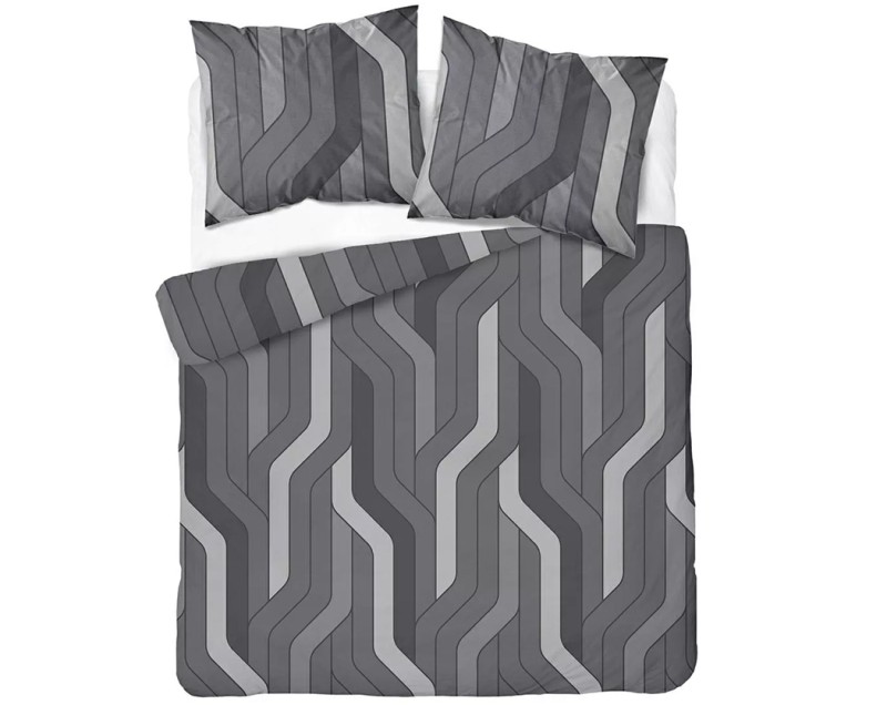 Pościel Bawełniana 220x200 Wzór 5753B – Szary Labirynt Geometryczny