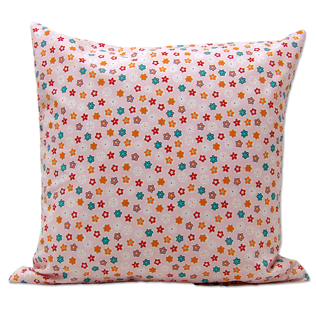 Poszewka Bawełniana 40x40 różowa w kwiatuszki | 100% bawełna | 