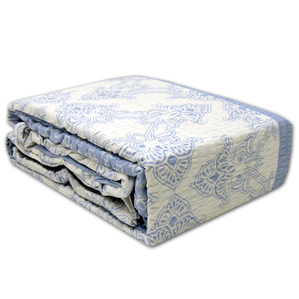 Elegancka Niebieska Pościel z Kory 220x200 – Bawełna 100% Wzór 1861 Klasyczny Orientalny Ornament