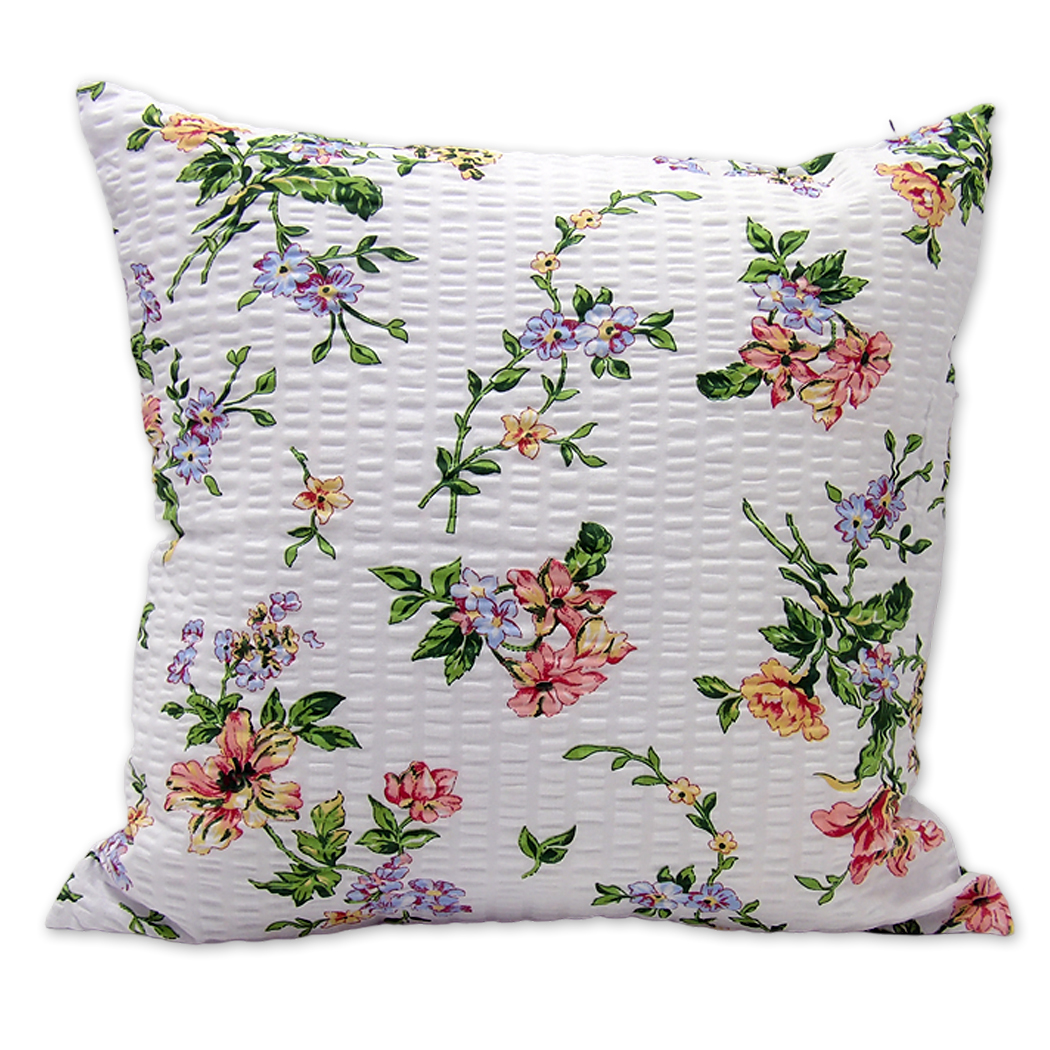 Poszewka z kory 40x40 biała w bukiety  | 100% bawełna | 1719