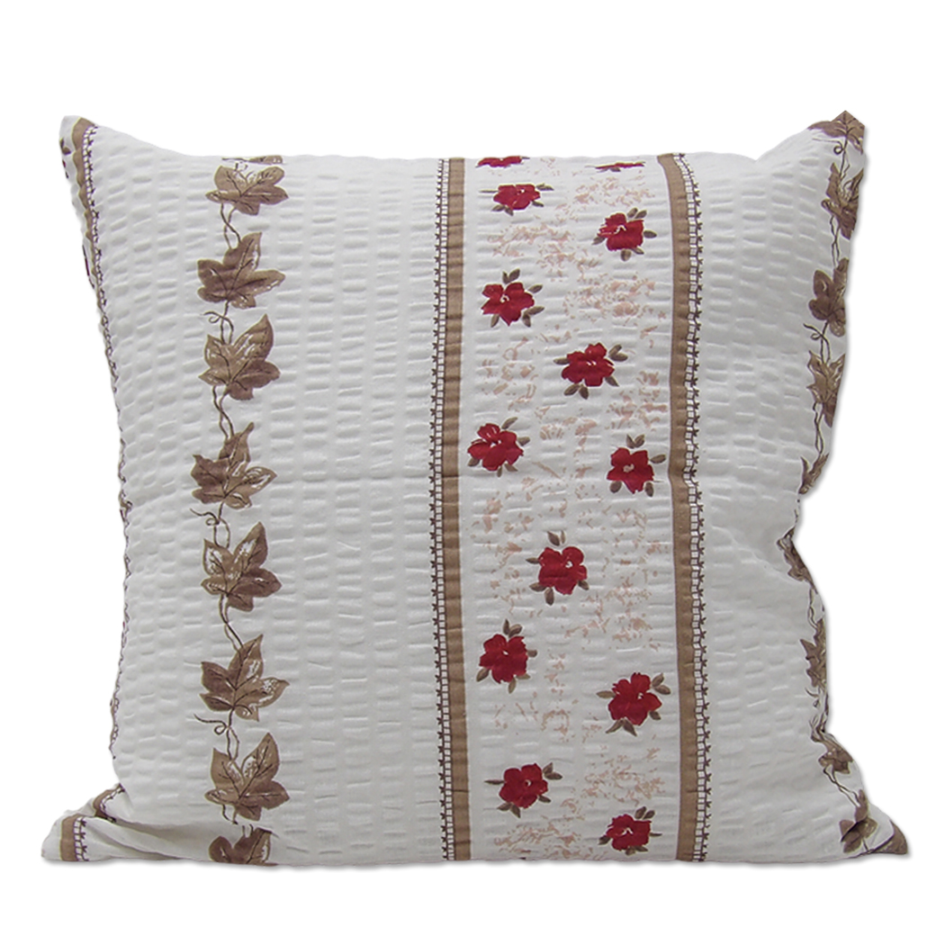 Poszewka z kory 40x40 kremowa w bluszcz  | 100% bawełna | 1602