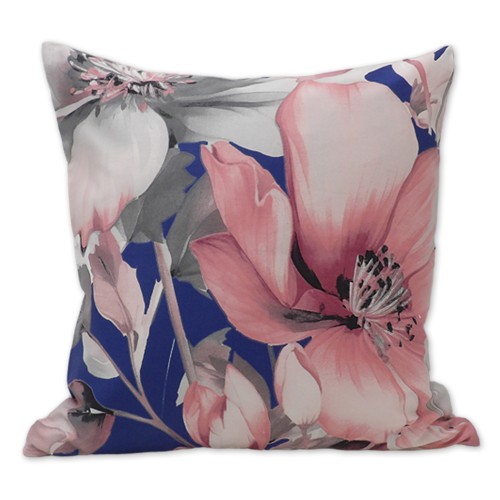 Poszewka satynowa 40x40 granatowa w kwiaty - wzór 4883D