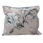 Poszewka 50x60 popielata satyna bawełniana w kwiaty - 4876B