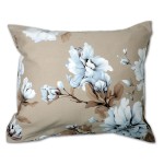 Poszewka 50x60 popielata satyna bawełniana w kwiaty - 4876C