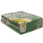 Słoneczna Pościel z Kory 160x200 – Bawełna 100% Wzór 1649 w Żółte Kwiaty na Oliwkowo-Zielonym Tle