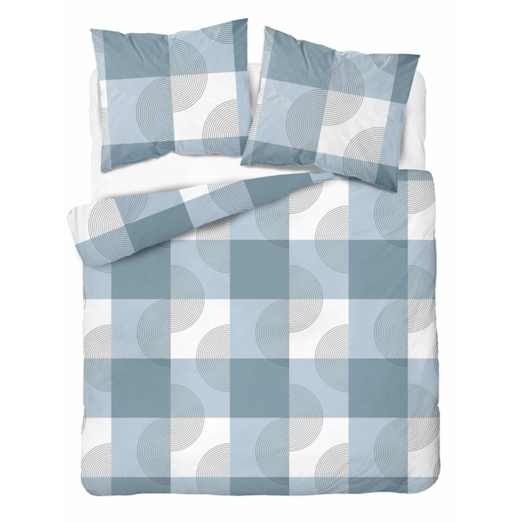Pościel flanelowa 220x200 niebieska geometryczna | Detexpol 6040 B