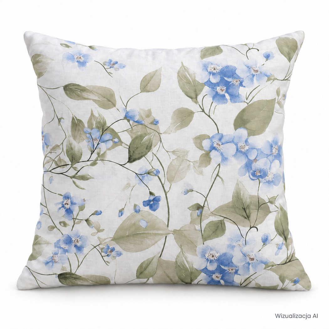 Poszewka bawełniana 40x40 w błekitne kwiaty - 4829B