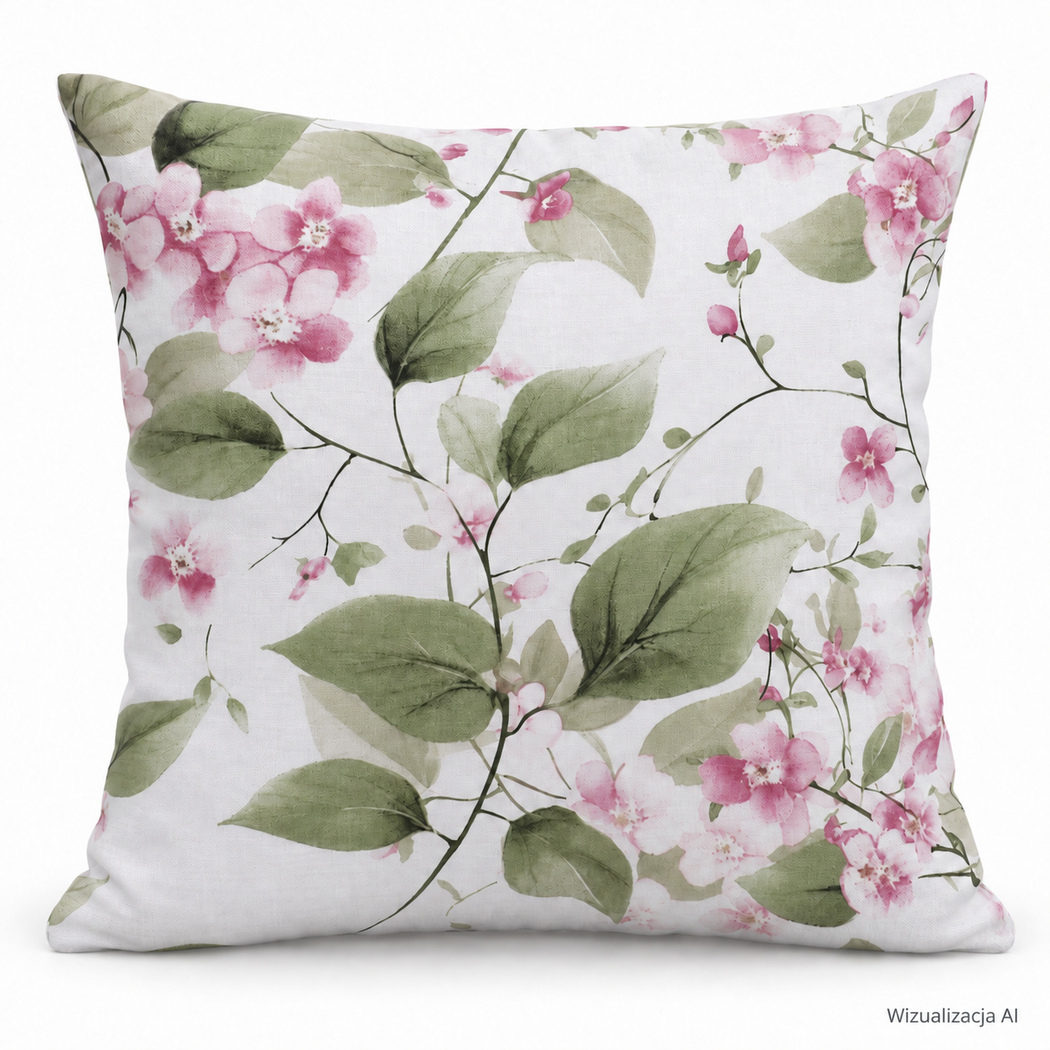 Poszewka bawełniana 40x40 w kwiaty wiśni - 4829A