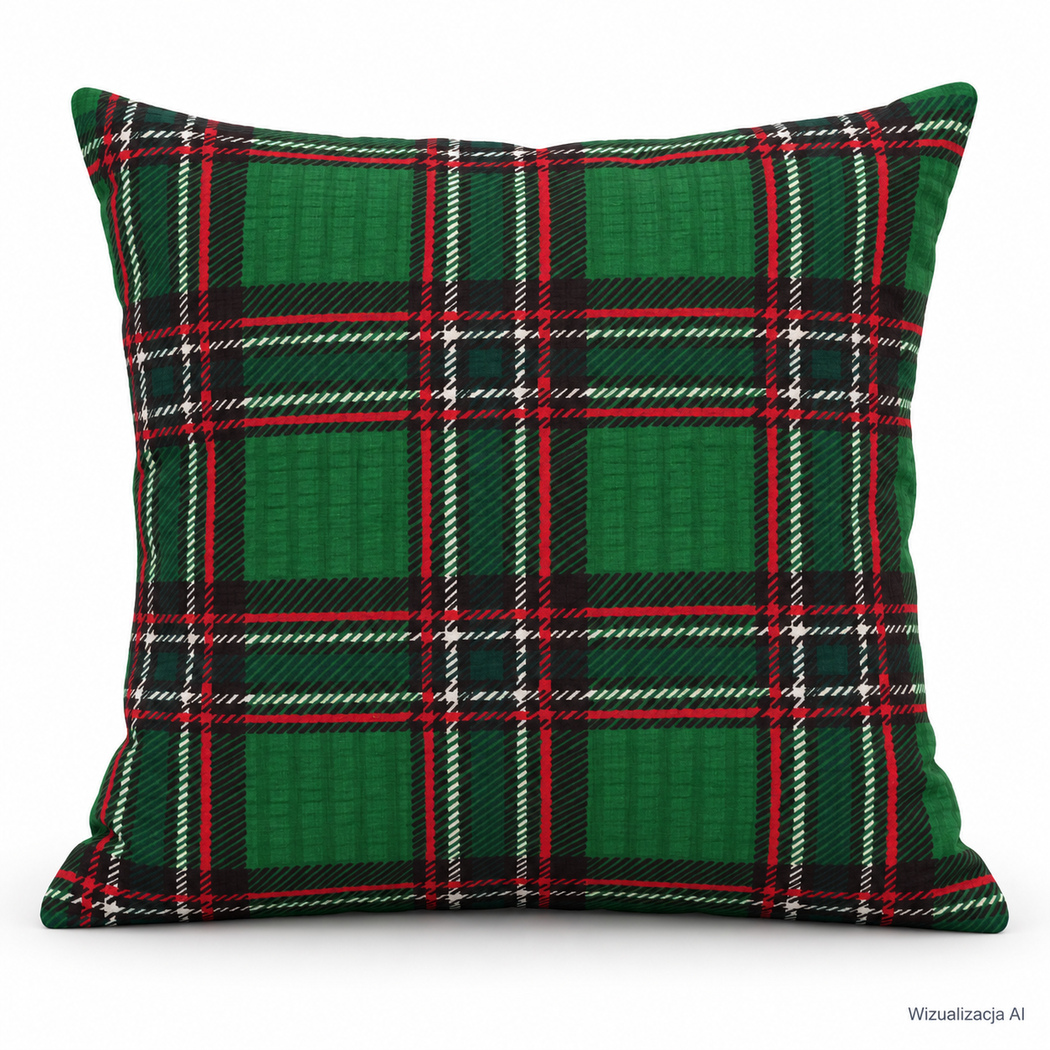 Poszewka z kory 40x40 - zielona krata - 2021