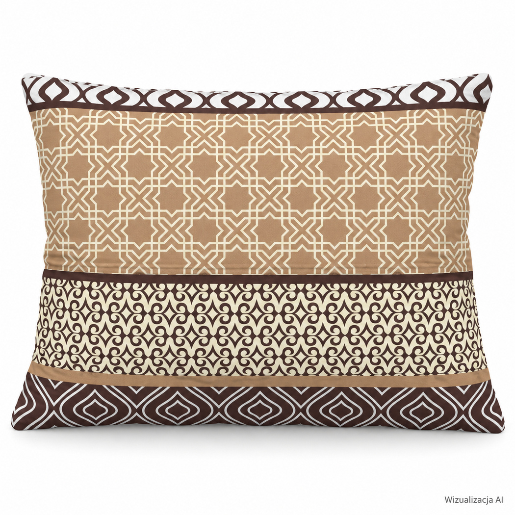 Poszewka bawełniana 50x60 brązowy ornament - 1202