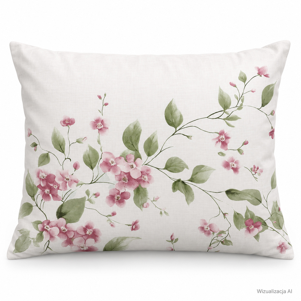 Poszewka bawełniana 50x60 - kwiaty wiśni - 4829A
